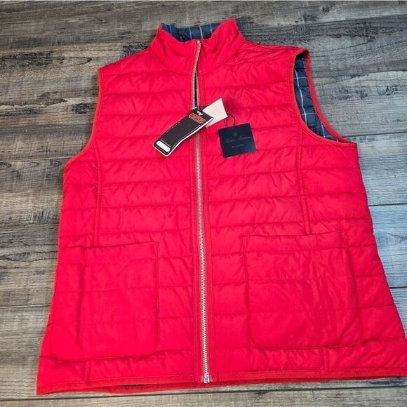 Nwt Brooks Brothers Thermore Reversible women's insulated vest red or blue plaid - Picture 2 of 12